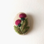 【受注制作】アザミ 刺繍ブローチ 