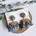 大ぶりチュールインド刺繍リボンタッセルイヤリング/ピアス