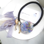 【SALE】蒼紫のお花とシフォンタッセルのヘアゴム