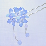 雨の日に使える紫陽花の簪 パステルブルー