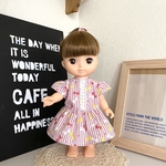 バックリボンのリボン柄ワンピース&ヘアゴムセット ＊メルちゃん ソランちゃんの服＊