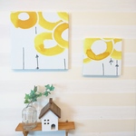 イエローサークルのファブリックパネル 大小2枚セット 