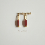 赤メノウ*gold cube∴ピアス▣イヤリング