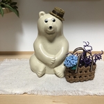 しろくま貯金箱用 梅雨　カンカン帽子 & カゴ(紫陽花付)セット