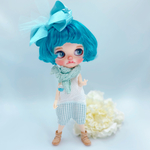 紫陽花色のきらきらラメノースリーブロンパースのセット