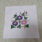 クロスステッチ　クロススティッチ　ハンドメイド　完成品　刺繍　アサガオ　朝顔　夏