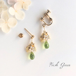 Fresh Green ( 夏 新緑 ペリドット 天然石 イヤリング ピアス サージカルステンレス 樹脂ピアス 可愛い ゆらゆら 揺れる )