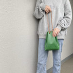 ■ mountain green bag レザー巾着バック■