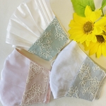 ☆New!夏の薔薇のお花刺繍の不織布マスクカバー　高島ちぢみ　接触冷感　涼感