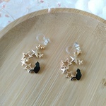 【ノンホール】　イヤリング　ねこ　猫　星　アクセサリー　ノンホールピアス