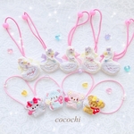 手刺繍のヘアゴム スワンとくまちゃん 刺繍 ヘアアクセサリー キッズ 子供 プレゼント ゆめかわ 