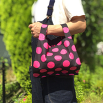 レジ袋型エコバッグ☁︎レトロなドット柄☁︎ピンク