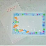 雨傘と紫陽花(あじさい)のイラスト ポストカード2枚　パステルアート・絵葉書