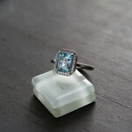 ブルートパーズ　レクタングル　オクタゴンＣＺリング　SILVER925
