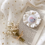 【10%OFFでお買い得♡　サンプル販売】両面パール付き　ゴールドスター刺繍のマタニティロゼット　シフォンロゼット　マタニティマーク