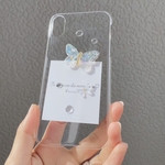 蝶々×水滴ケース　　　クリアケース　iPhoneケース　スマホケース　お花ケース　クリア　透明　ワイヤー　　クリアフラワー　　クリアケース　iPhone全機種対応　