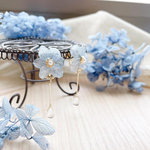 紫陽花と一雫のガラスイヤリング/ピアス