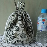 取っ手付き巾着(北欧風フラワー)