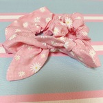 うさぎ♡ママとおそろい♡リボンシュシュ☆ピンクマーガレット☆