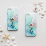 ブルーグリーン 大理石 ✦ iphone12 12mini iphone11 XR X XS iphone7/8/Se2 バンカーリング付き♥ マーブル TPU 質感マット ソフトケース