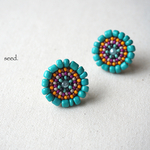 ビーズ刺繍のピアス〜circle 12〜