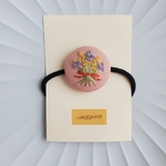 刺繍ヘアゴム🌷　no.424  くるみボタン　💛送料無料💛　