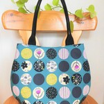 NEW!＊送料無料＊北欧モダンサークルのふっくらトートバッグ（ターコイズ）