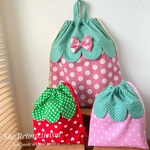 ◎ka・・さまオーダー品　　～strawberry～　持ち手付き巾着(大）・巾着