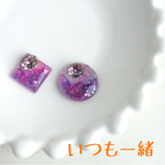 【再販】ライトアメジスト　丸四角　ピアス/イヤリング