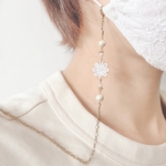 フラワーレース×コットンパールのマスクチェーンストラップ