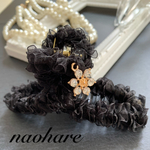 再再再販　くしゅくしゅリボン　ヘアクリップ　リボンクリップ　ヘアアクセサリー　ビジュー　お花ストーンヘアクリップ　くしゅくしゅリボンクリップ