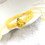限定1点☆美麗☆向日葵ブーケと天然石のレース編み込みブレス☆ハニージェード