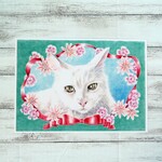 Ａ４ポスター　猫パステル画🌼フローラルリボン🌼