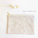 刺繍レースのポーチ☆ピンクベージュ