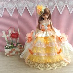 リカちゃん お姫様ドレス 一点物☆ オレンジ