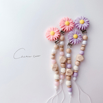 new♡marguerite clip holder ~pink・lavender~ 歯固め 歯固めホルダー おしゃぶりホルダー 名入れ 可能 歯固めジュエリー