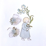 .｡.:✽ ガラス ボタン イヤリング ✽.｡.:* ギンバイカ