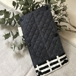 一点物★水筒の紐カバー⑩ 白黒ブロック×デニム