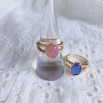 ヴィンテージチェコガラスのリング（ピンク）