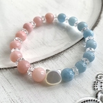 白猫・ピンクオパール・アクアマリンのブレスレット