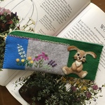 🐰felt  de  patchworkうさぎのペンケース🌷