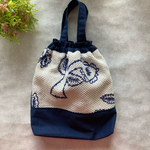 ミナペルホネン♡yume♡フリルバッグ♡巾着バッグ♡ネイビー