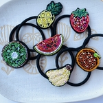 【在庫SALE】フルーツのビーズ刺繍のヘアゴム　プチギフト