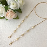 NEW⭐マスクストラップ　ゴールド　ビーズ×パール (マスクチェーン、マスクアクセサリー）