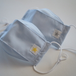【再販・完成品2枚セット】【小学校低学年〜中学年サイズ】両面抗菌・抗ウイルス機能繊維加工技術クレンゼ®使用　ノーズワイヤー入り船型マスク、大臣マスク、こども