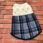girly white ＆navy checkノースリーブワンピース　Ｓ
