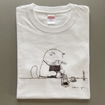 new「カフェのマスター」手描きデザイン半袖Tシャツ　カラー/ホワイト（5.6oz）