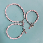 【お客様別注品】みんなでお揃い♡パウダーピンクレザーの天然石チャームネックレス&ブレスレット