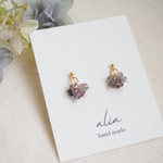 サージカルステンレス スピネルの小さな紫陽花 ☽ ピアス