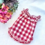 【保冷剤ポケット付き】フリフリキャミソール　赤チェック